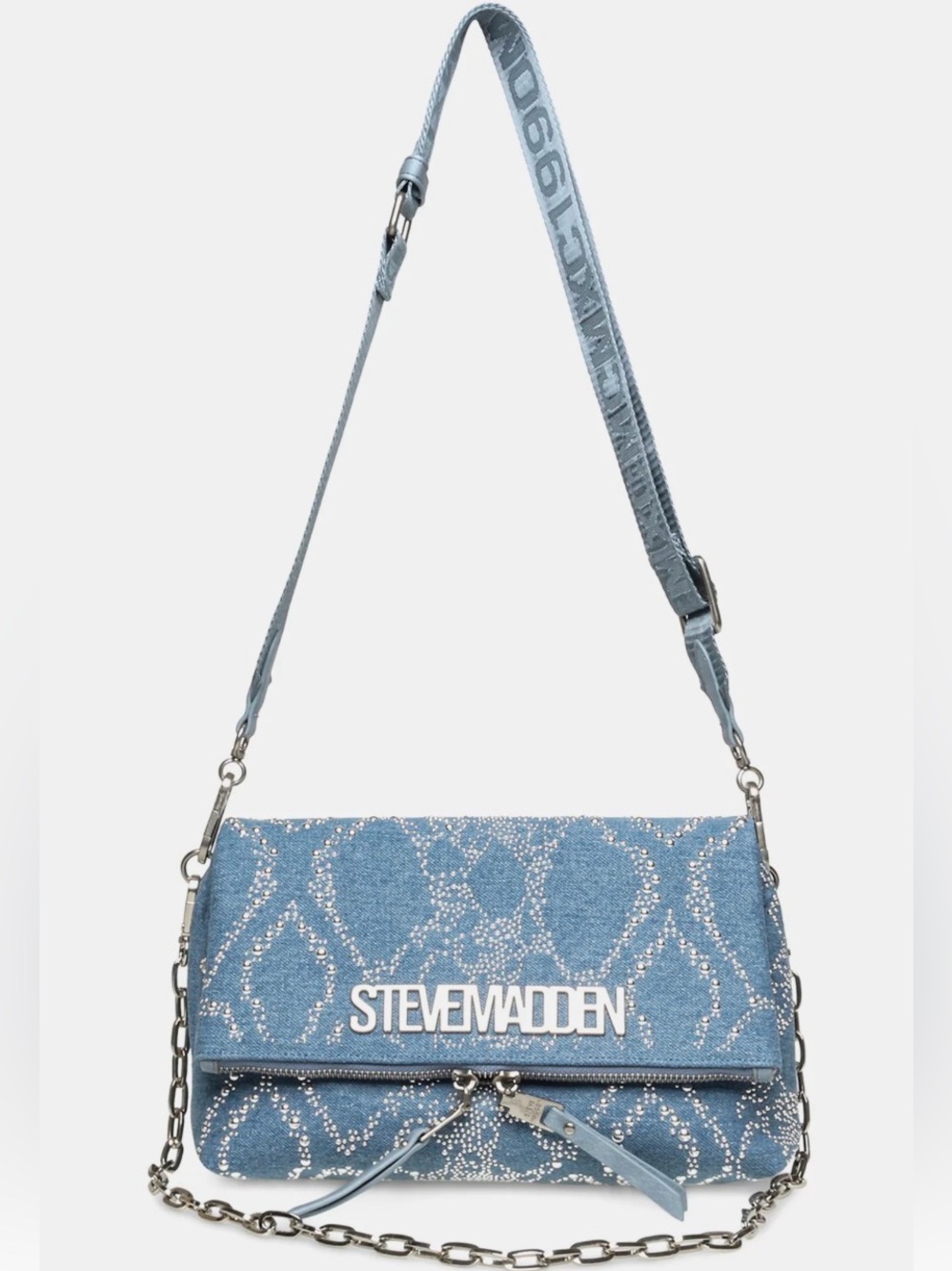 Steve Madden Teal Studded Crossbody Bag with Chain Strap